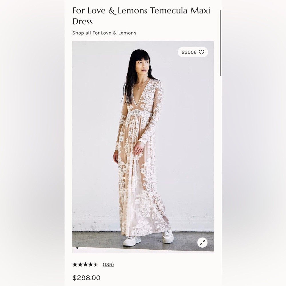 For Love and Lemons Maxi dress - size small